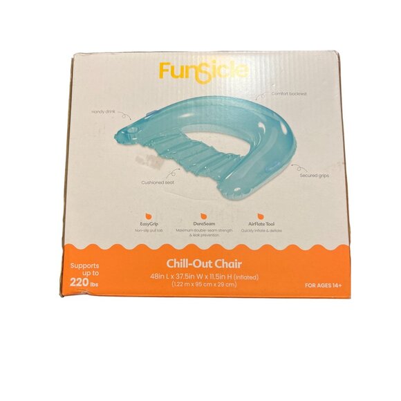 Funsicle Chill-Out Chair Inflatable Lounger Supports Up To 220 lbs New in Box - Picture 4 of 5